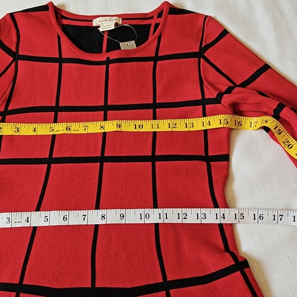 Luxxe Lane Red Plaid Sweater Dress Long Sleeves Fit&Flare Size Medium - Picture 8 of 13